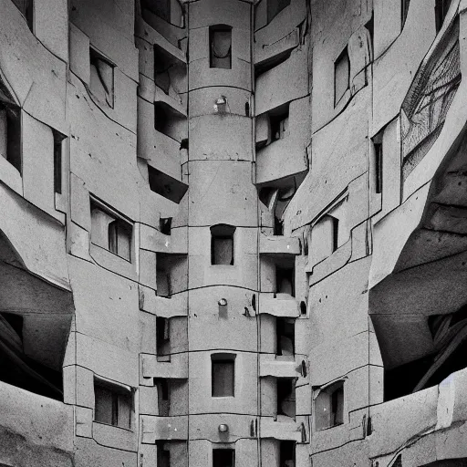 Image similar to scifi brutalist castle, photography