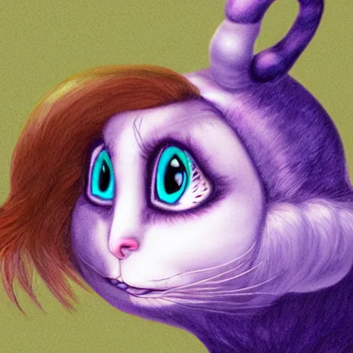 Prompt: photorealistic profile foto of cute alice in wonderland and cheshire cat