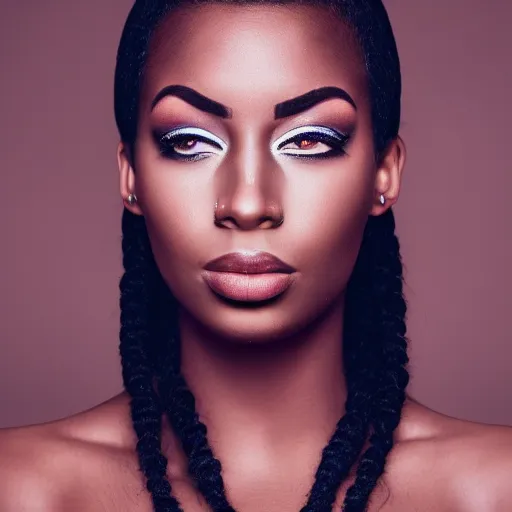 Image similar to Photo of a black woman,pretty make up, bold, self confidence, cinematic, focus