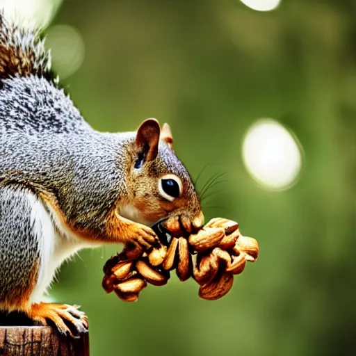 Image similar to polaroid shot of squirrel eating a nut, esthetics, bokeh