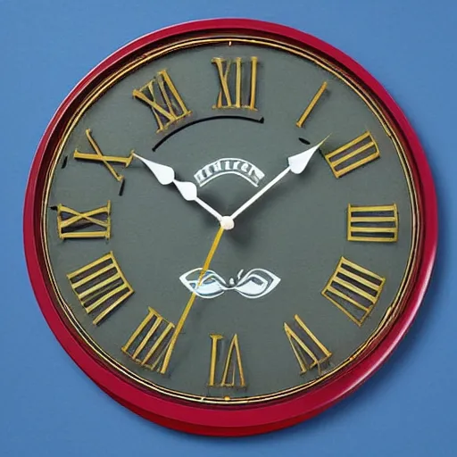 Prompt: a wall clock designed by Paddington bear