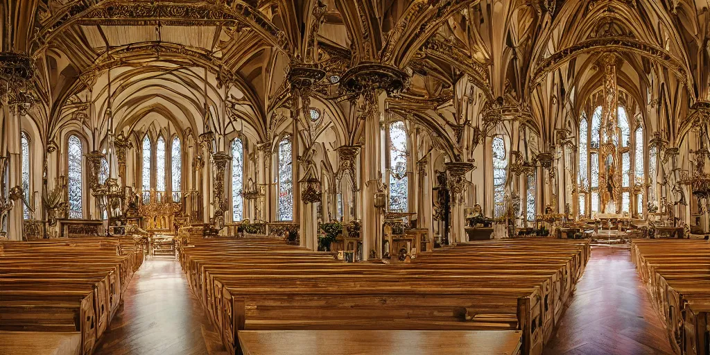 Image similar to the interior of an elegant church filled with detailed ornaments, fantasy, intricate, elegant, modern photo