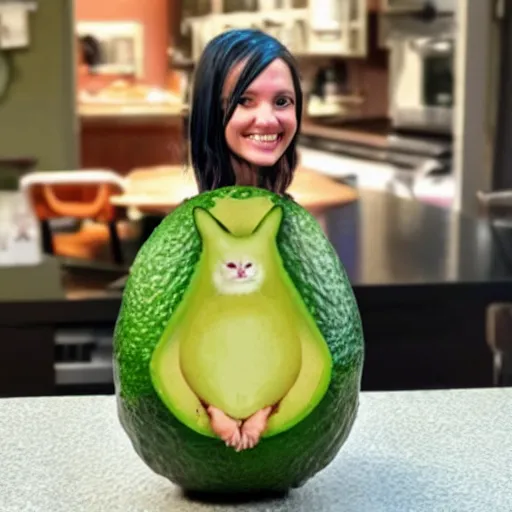 Prompt: catgirl as an avocado chair