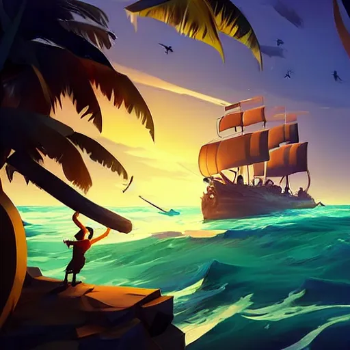 Image similar to painting treasure on sea of thieves game smooth median photoshop filter cutout vector, behance hd by jesper ejsing, by rhads, makoto shinkai and lois van baarle, ilya kuvshinov, rossdraws global illumination