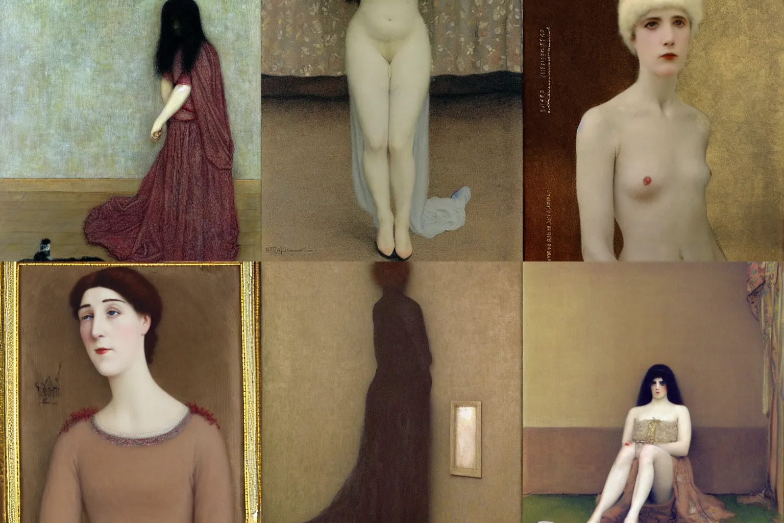 Prompt: i am shameless ; i am ashamed. painted by fernand khnopff.