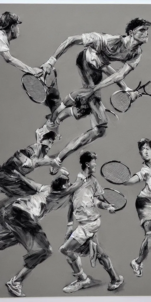 Image similar to oil painting scene from tennis by kim jung gi