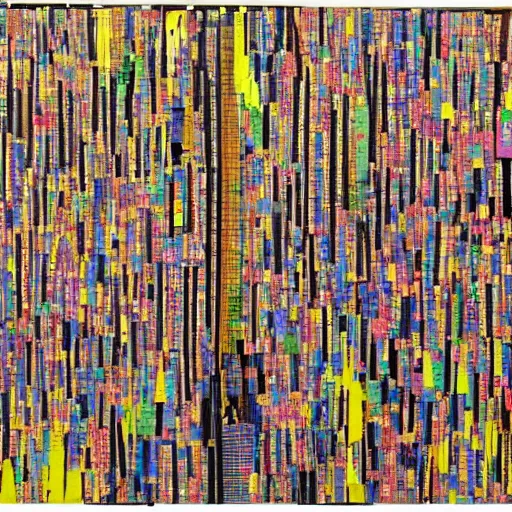 Prompt: i am fully powered by outrage towards ai text - to - image generators. i relish it. it is enthralling. i cannot get enough of the same take over and over again. i love the vitriol. i am enamored with small thoughts. i love their tears by el anatsui, bright tones