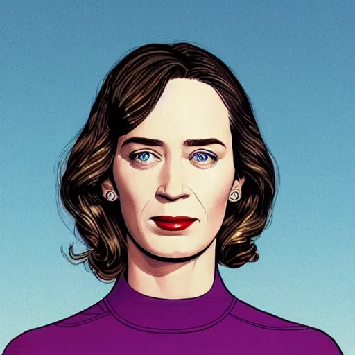 Image similar to emily blunt retro minimalist portrait by jean giraud, moebius starwatcher comic, 8 k