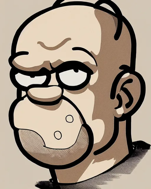 Image similar to portrait of homer simpson, concept art, sumi - e style, intricate linework, artstation, trending, highly detailed, smooth, focus, art by yoji shinkawa