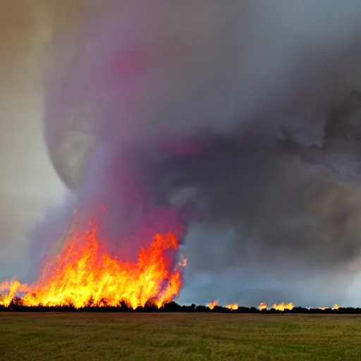 Image similar to a tornado make of flames in a field