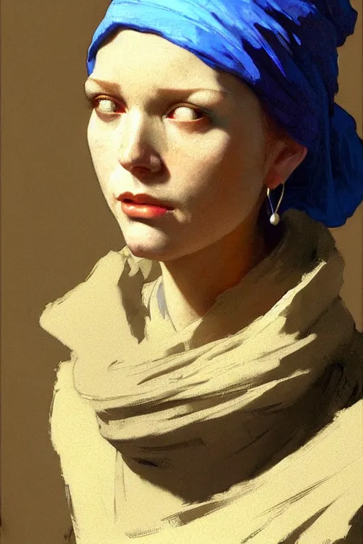 Image similar to full character portrait half - life 2 team fortress 2 video game character art not the girl with the pearl earring character design, painting by gaston bussiere, katsuya terada, nc wyeth, greg rutkowski, craig mullins, vermeer, frank frazetta, mucha, tom of finland, trending on artstation, jeffery catherine jones