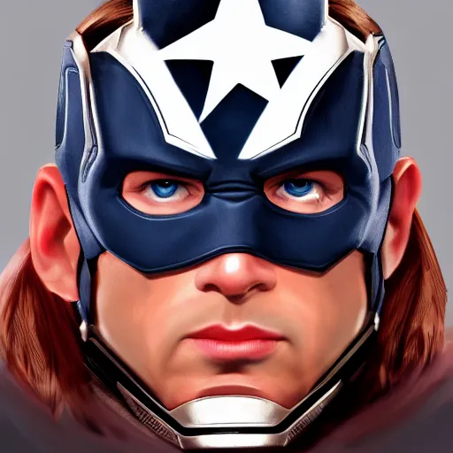 Image similar to captain america played by dani devito, face portrait, battle shot, hd shot, digital portrait, elegant, beautiful, fantasy art, artstation, comic style, perfect face