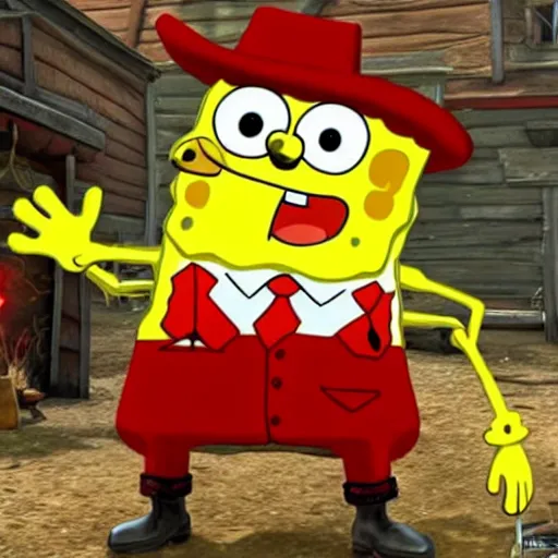 Image similar to SpongeBob in red dead redemption 2 4K detail
