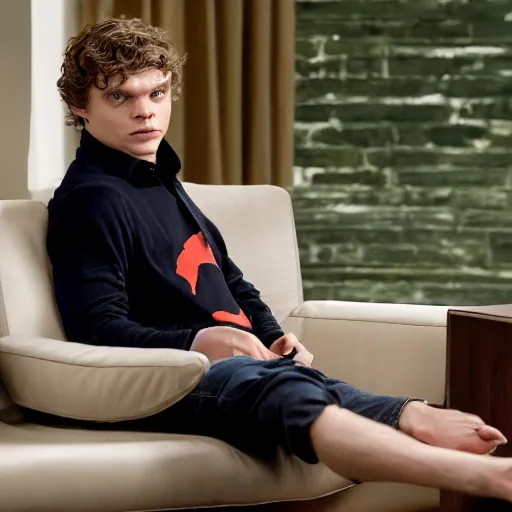 Image similar to evan peters showing his feet to the camera