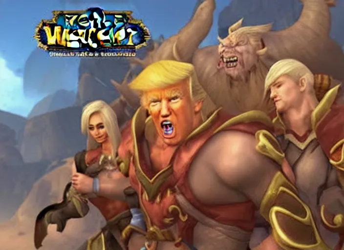 Image similar to donald trump as hero in world of warcraft