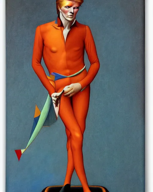 Image similar to david bowie as a ziggy stardust by jean auguste dominique ingres by thomas blackshear