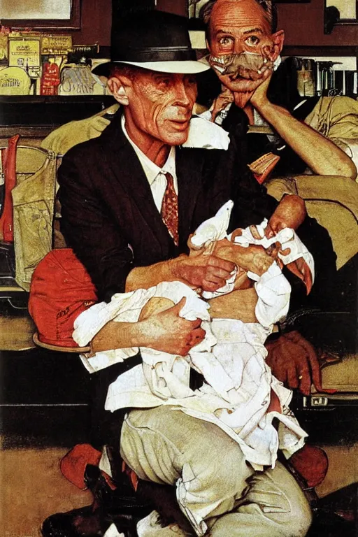 Image similar to Rick Dalton painted by Norman Rockwell