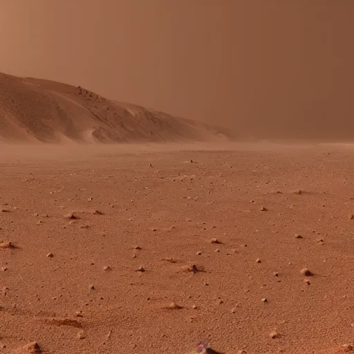 Prompt: stunning award winning photograph of a martian sandstorm approaching