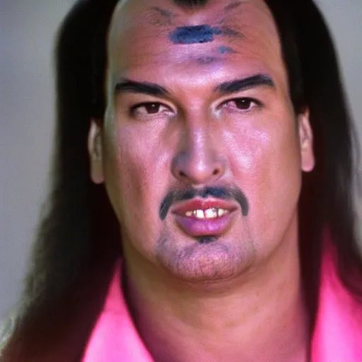 Prompt: fuzzy cute pink wide-bright eyed adorable steven seagal