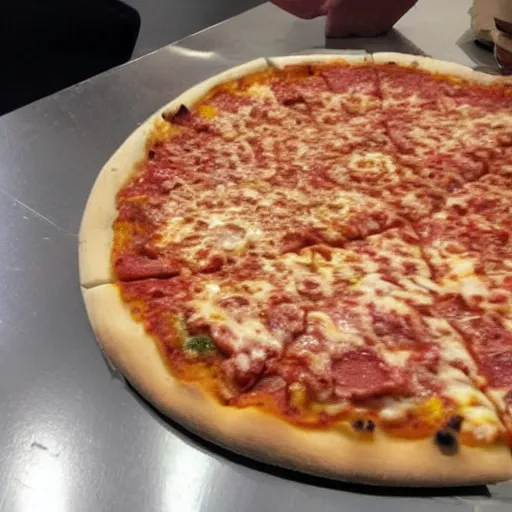 Image similar to terrible pizza with weird toppings, one star review, never eating here again