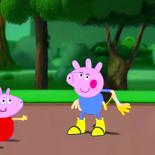 Image similar to sonic and peppa pig crossover, cartoon network stillframe, hd,