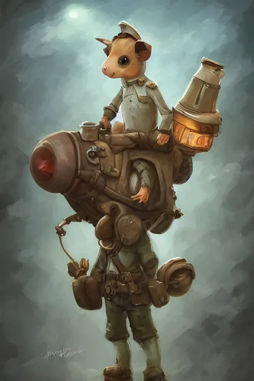 Prompt: cute little anthropomorphic Guinea Pig Pilot standing next to its plane, tiny, small, short, Pilot driver outfit, cute and adorable, pretty, beautiful, DnD character art portrait, matte fantasy painting, DeviantArt Artstation, by Jason Felix by Steve Argyle by Tyler Jacobson by Peter Mohrbacher, cinematic lighting