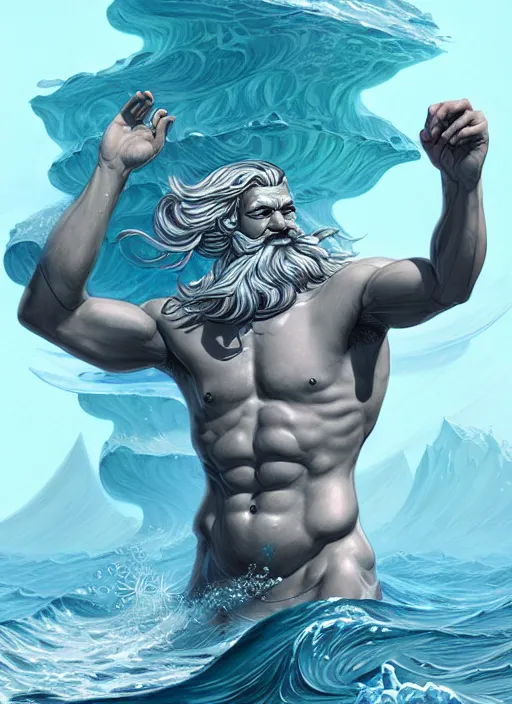 Image similar to poseidon, realistic dream illustration, fantasy, digital painting, refreshing, trending on artstation, concept art, smooth, illustration by james jean