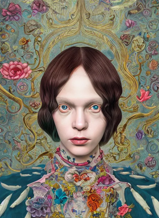 Image similar to fashion portrait :: by Martine Johanna and Simon Stålenhag and Chie Yoshii and Casey Weldon and Guillermo del toro :: ornate, dynamic, particulate, rich colors, intricate, elegant, highly detailed, centered, artstation, smooth, sharp focus, octane render, 3d