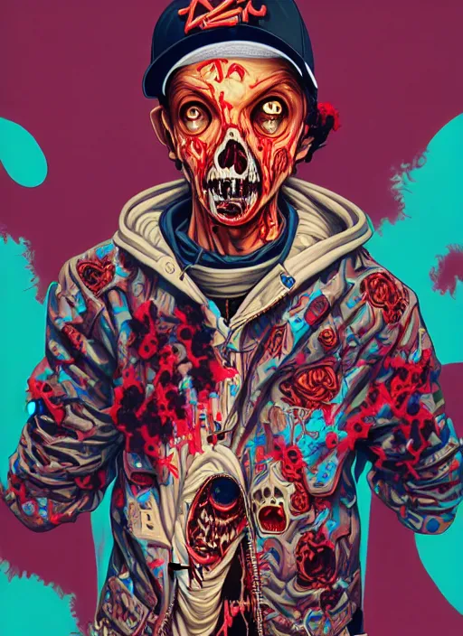 Image similar to zombie full body hiphop streetwear drip, tristan eaton, victo ngai, artgerm, rhads, ross draws