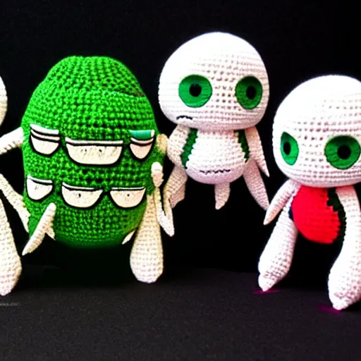 Image similar to anime cthulhu as a crochet doll, anime. studio ghibli