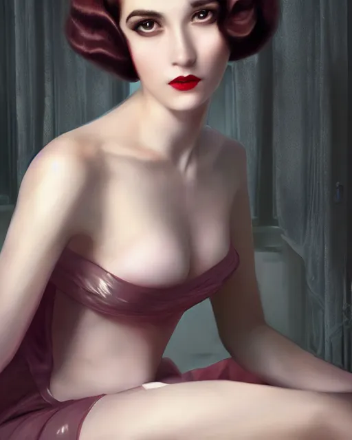 Image similar to artgerm and wlop portrait digital realist painting of a 1 9 2 0 s beautiful woman at a party in a mansion, mansion interior in the background, unreal engine, hyper realism, realistic shading, cinematic composition, realistic render, octane render, detailed textures, photorealistic, ultrawide shot, 3 5 mm film