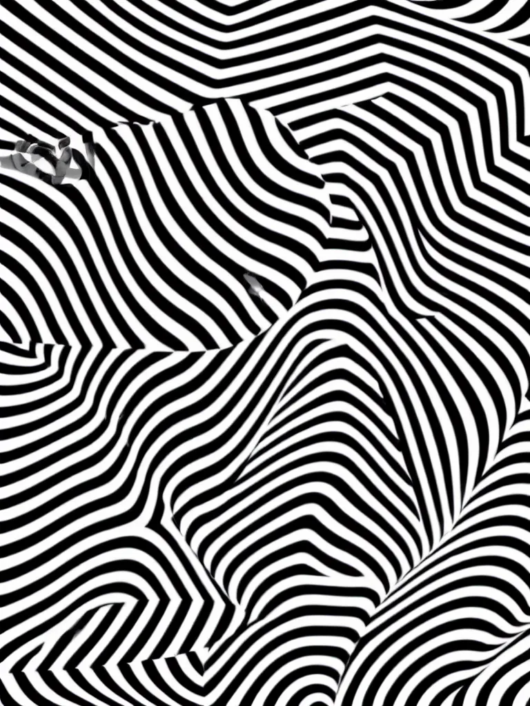 Image similar to a beautiful female face made of illusory motion dazzle camouflage perlin noise optical illusion