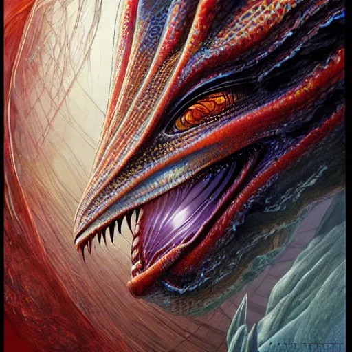 Image similar to a simple centered portrait of a predatory alien species. an award winning yoshitaka amano digital art poster color painting. a masterpiece by james gurney. poster colour on canvas.