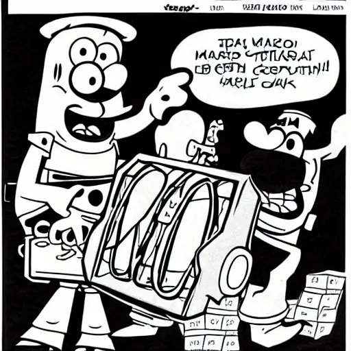 Image similar to spongebob - squarepantsy - as - wario comic - con comic - book drawing from mad - magazine