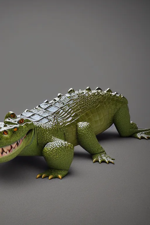 Prompt: a crocodile wearing a formal overcoat Pixar style 3D render octane render unreal engine 5 path tracing front shot cute Disney style 4K natural