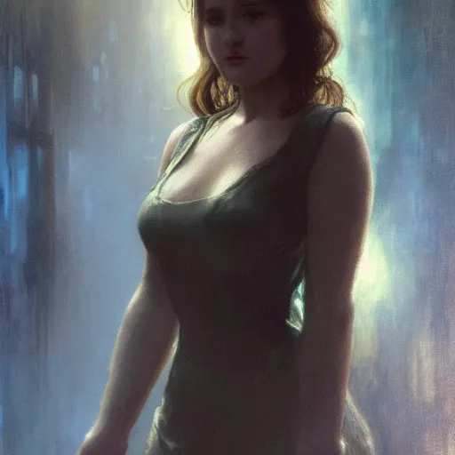 Prompt: kaitlyn dever, hyperrealistic full figure, bladerunner street alley, art of elysium by frank frazetta and by jeremy mann and by alphonse mucha, fantasy art, photo realistic, dynamic lighting, artstation, full figure poster, volumetric lighting, very detailed face, 4 k, award winning