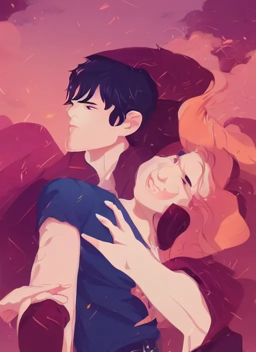 Image similar to a cheesy romance novel cover. clean cel shaded vector art. shutterstock. behance hd by lois van baarle, artgerm, helen huang, by makoto shinkai and ilya kuvshinov, rossdraws, illustration,