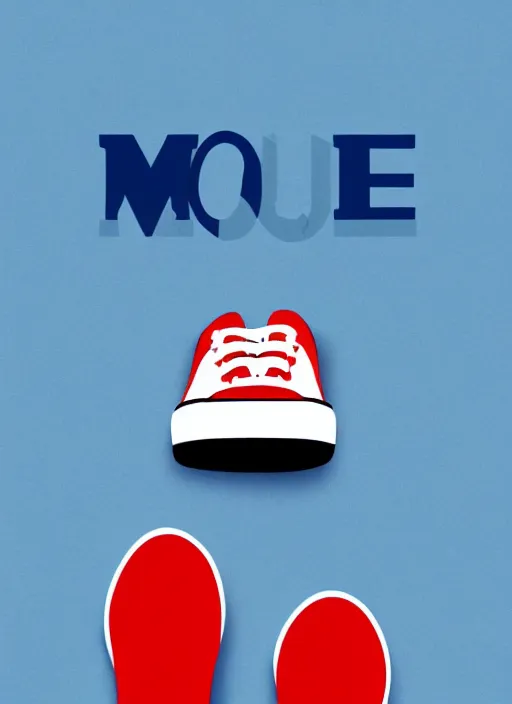 Prompt: minimal movie poster, red shoe and blue shoe