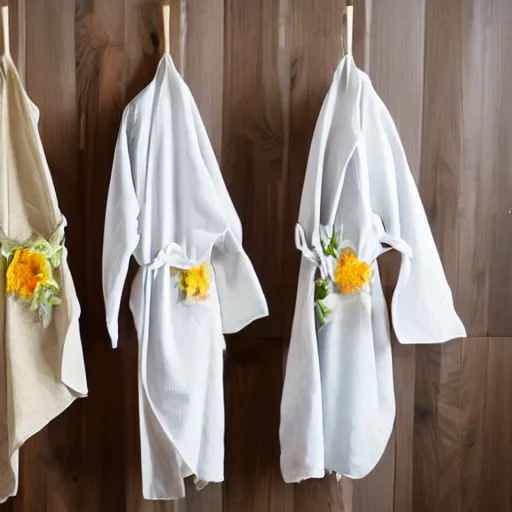 Prompt: pressed flowers drapped with robes