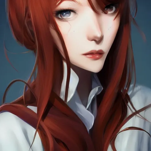 Image similar to kurisu makise, concept art, elegant, ultra highly detailed, digital painting, smooth, sharp focus, artstation, pixiv, art by Ina Wong, artgerm, rossdraws, sakimichan