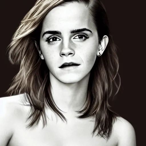 Prompt: Emma Watson, head and shoulders portrait, extremely detailed masterpiece, one single continues line.