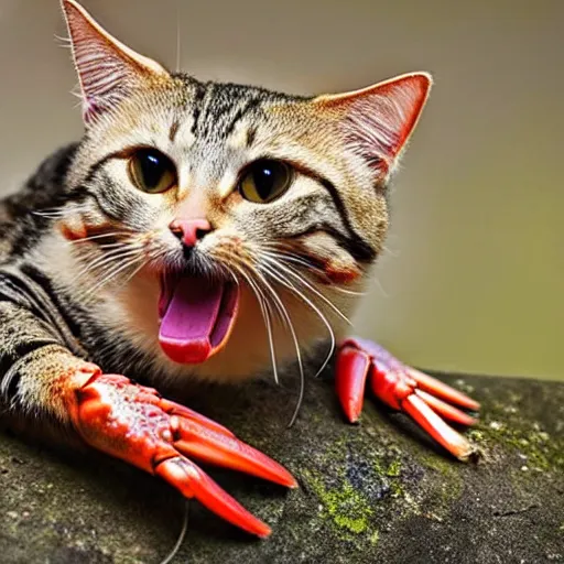 Image similar to a crab - cat - hybrid, animal photography