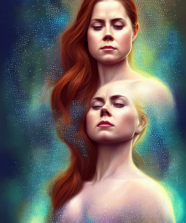 Image similar to Amy Adams meditating with beads and crystals, portrait, intricate, elegant, highly detailed, digital painting, artstation, concept art, smooth, sharp focus, illustration, in the style of Michelangelo