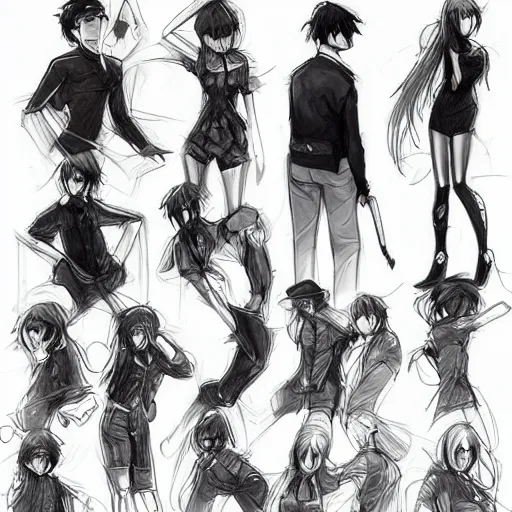 Image similar to expressive visual novel character poses from the waist up, digital art, expressive, sketch, pen