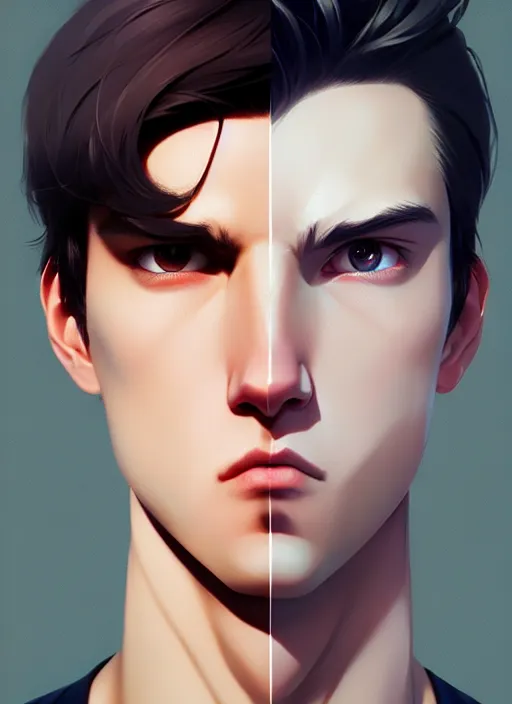 Image similar to a very handsome, girly boy of eighteen with grey eyes and hair and a tear mole under his right eye perfect face, symmetric eyes, sharp focus, specular reflection, occlusion shadow, artstation, by ilya kuvshinov and jeremy lipking, light novel cover art, 3 d epic illustrations, symmetric body