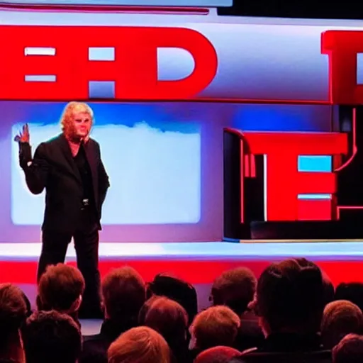 Image similar to rare photo of lord vader giving ted talk