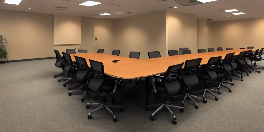 Prompt: conference table hell