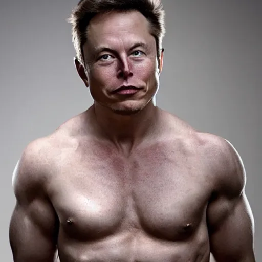 Prompt: elon smusk extremely muscular, photograph