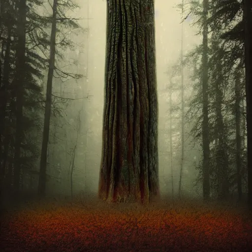 levitating tree in an autumn forest, snowing, green | Stable Diffusion ...