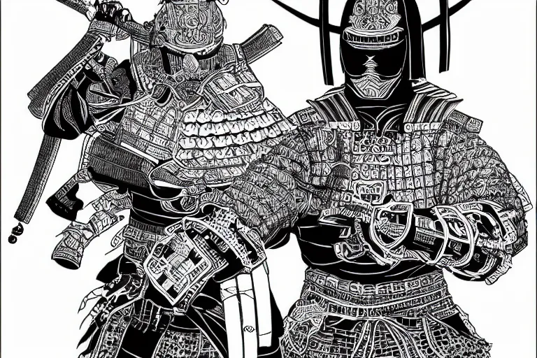 Image similar to ink on paper black and white cyber samurai, intricate, very detailed, soft lighting, 8 k hd